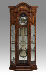 Grandfather Clock 525 briar of walnut inlay